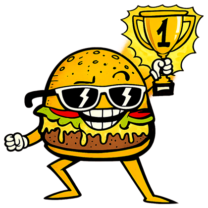 Desenho de hambúrguer com troféu